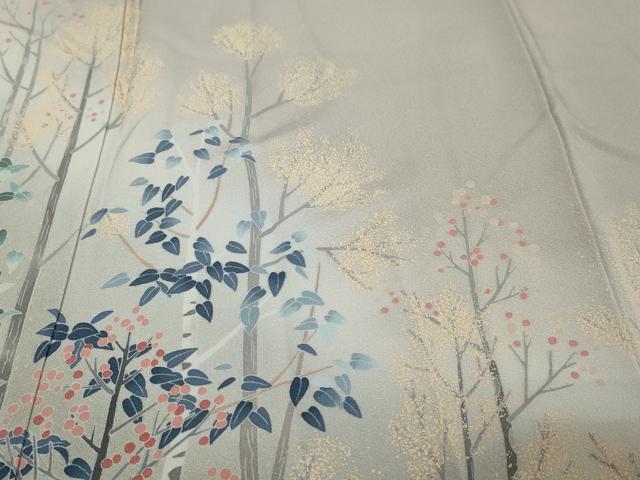 平和屋着物●訪問着　友禅作家物　樹林文　暈し染め　正絹　逸品　DABI9197ud