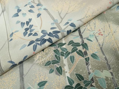 平和屋着物●訪問着　友禅作家物　樹林文　暈し染め　正絹　逸品　DABI9197ud