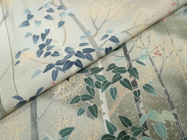 平和屋着物●訪問着　友禅作家物　樹林文　暈し染め　正絹　逸品　DABI9197ud