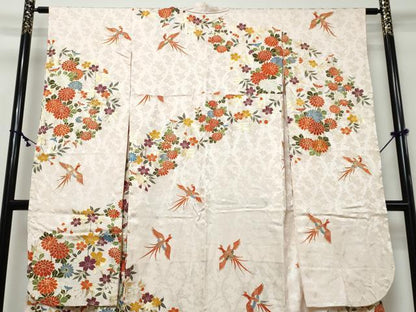 平和屋着物●豪華振袖　駒刺繍　鳳凰草花文　金彩　正絹　逸品　DABI9200ud
