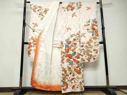平和屋着物●豪華振袖　駒刺繍　鳳凰草花文　金彩　正絹　逸品　DABI9200ud