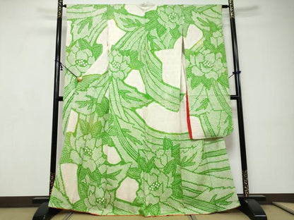 平和屋着物●豪華振袖　総絞り　草花文　正絹　逸品　DABI9201ud