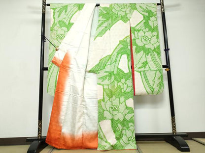 平和屋着物●豪華振袖　総絞り　草花文　正絹　逸品　DABI9201ud