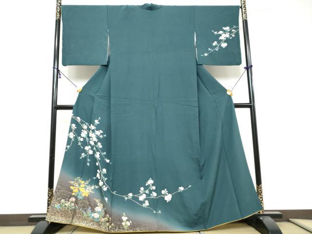 平和屋着物●訪問着　枝花文　暈し染め　金彩　正絹　逸品　DABI9205ud