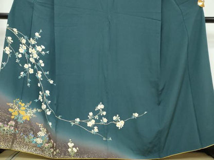 平和屋着物●訪問着　枝花文　暈し染め　金彩　正絹　逸品　DABI9205ud