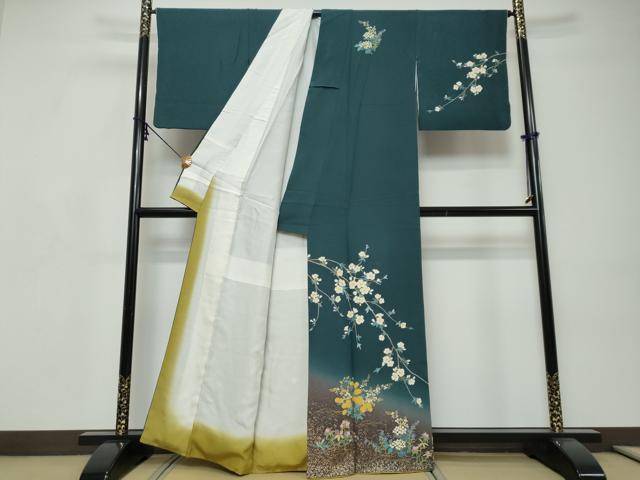 平和屋着物●訪問着　枝花文　暈し染め　金彩　正絹　逸品　DABI9205ud