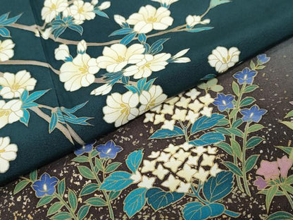平和屋着物●訪問着　枝花文　暈し染め　金彩　正絹　逸品　DABI9205ud