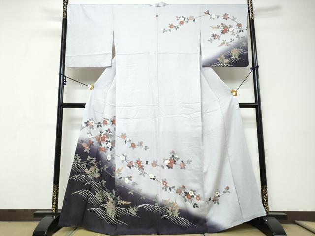 平和屋着物●訪問着　枝花文　暈し染め　金彩　正絹　逸品　DABI9207ud