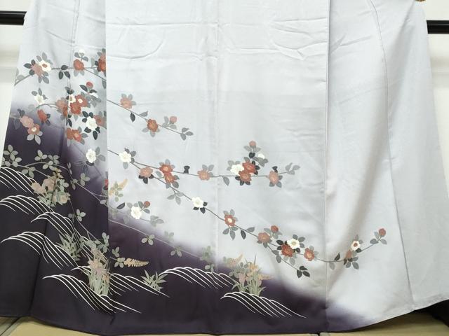 平和屋着物●訪問着　枝花文　暈し染め　金彩　正絹　逸品　DABI9207ud
