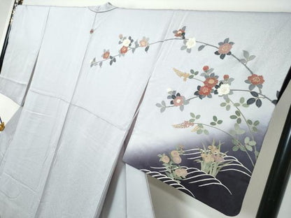 平和屋着物●訪問着　枝花文　暈し染め　金彩　正絹　逸品　DABI9207ud