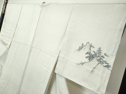 平和屋着物●訪問着　紬地　120亀甲　遠山人物風景文　正絹　逸品　DABI9210ud