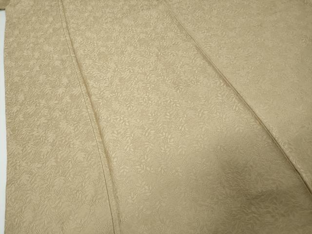 平和屋着物●上質な色無地　南天地紋　白橡色　正絹　逸品　未使用　DABI9215ud