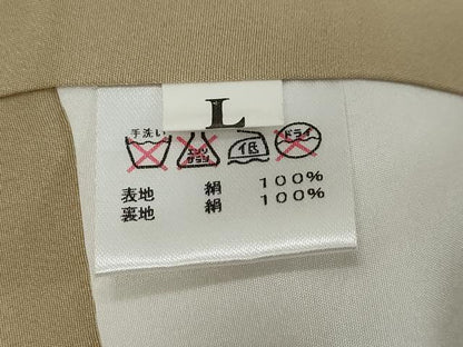 平和屋着物●上質な色無地　南天地紋　白橡色　正絹　逸品　未使用　DABI9215ud