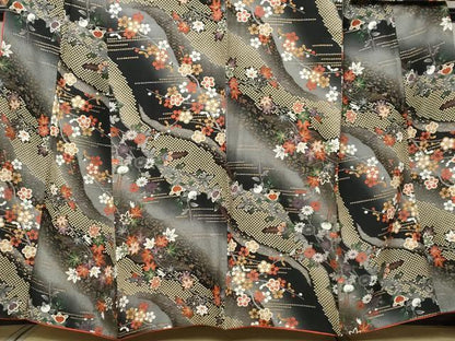 平和屋着物●小振袖　二尺袖　枝花文　金彩　正絹　逸品　DABI9216ud