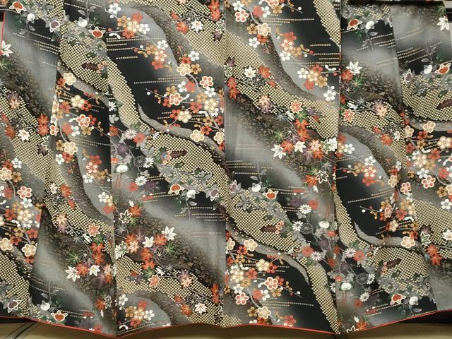 平和屋着物●小振袖　二尺袖　枝花文　金彩　正絹　逸品　DABI9216ud