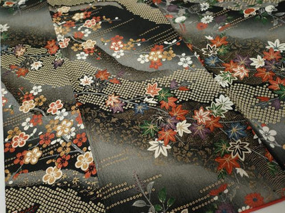 平和屋着物●小振袖　二尺袖　枝花文　金彩　正絹　逸品　DABI9216ud