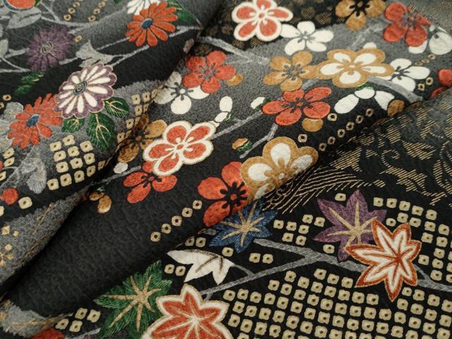 平和屋着物●小振袖　二尺袖　枝花文　金彩　正絹　逸品　DABI9216ud