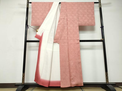 平和屋着物●名門　藤娘きぬたや・総絞り　杢目絞り　小紋　正絹　逸品　DABI9219ud