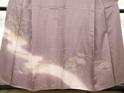 平和屋着物●訪問着　駒刺繍　雲霞桐文　暈し染め　金彩　正絹　逸品　未使用　DABI9221ud