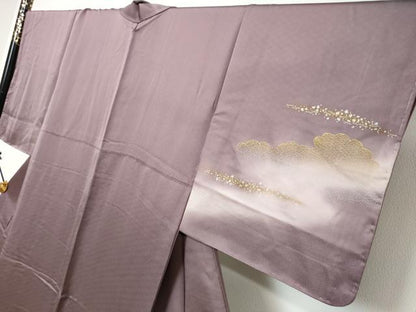 平和屋着物●訪問着　駒刺繍　雲霞桐文　暈し染め　金彩　正絹　逸品　未使用　DABI9221ud