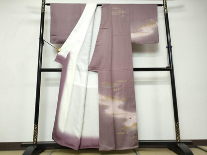 平和屋着物●訪問着　駒刺繍　雲霞桐文　暈し染め　金彩　正絹　逸品　未使用　DABI9221ud