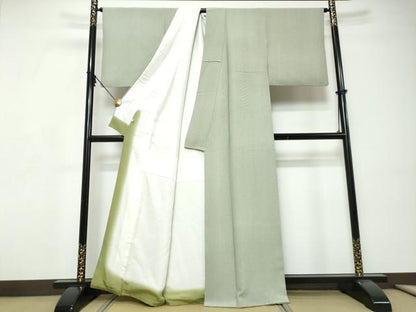 平和屋着物●小紋師　大島操　江戸小紋　万筋　深川鼠色×白色　正絹　逸品　DABI9223ud