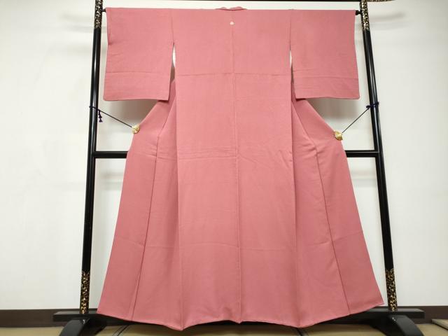 平和屋着物●上質な色無地　紋意匠　今様色　正絹　逸品　DABI9227ud