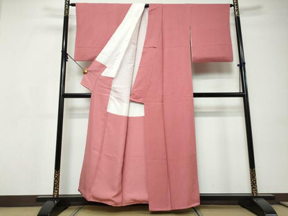 平和屋着物●上質な色無地　紋意匠　今様色　正絹　逸品　DABI9227ud