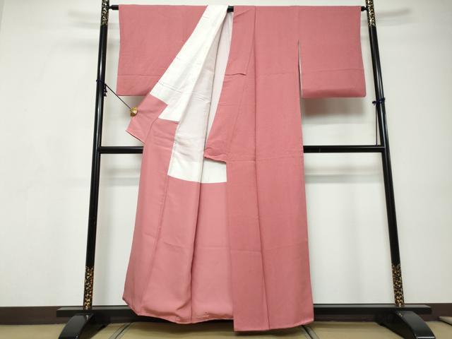 平和屋着物●上質な色無地　紋意匠　今様色　正絹　逸品　DABI9227ud