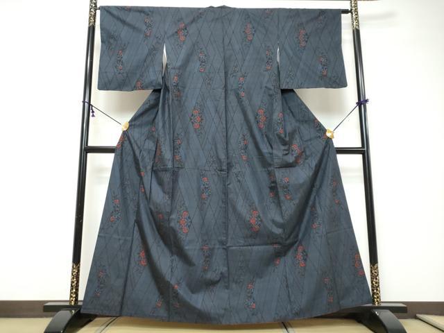平和屋着物●本場大島紬　7マルキ　花菱文　正絹　逸品　DABI9232ud