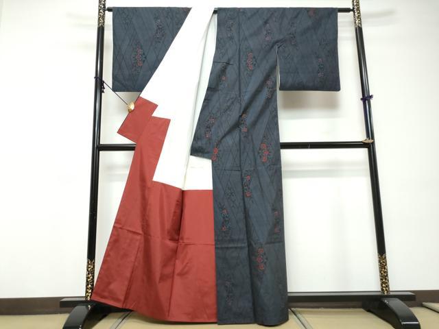 平和屋着物●本場大島紬　7マルキ　花菱文　正絹　逸品　DABI9232ud