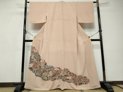平和屋着物●豪華色留袖　花鳥文　鬼しぼ縮緬　正絹　逸品　DABI9233ud