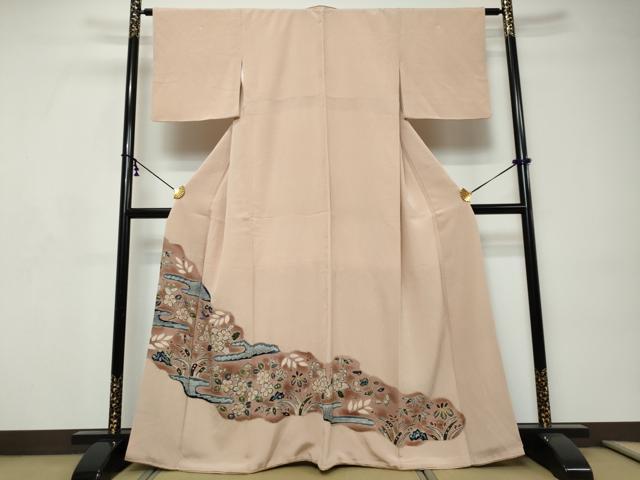 平和屋着物●豪華色留袖　花鳥文　鬼しぼ縮緬　正絹　逸品　DABI9233ud