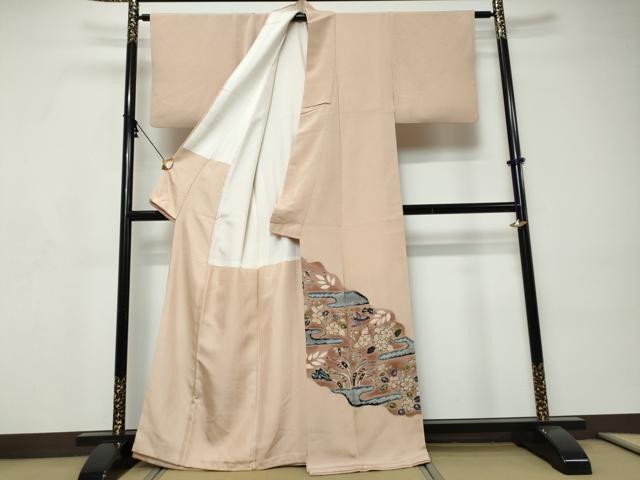 平和屋着物●豪華色留袖　花鳥文　鬼しぼ縮緬　正絹　逸品　DABI9233ud