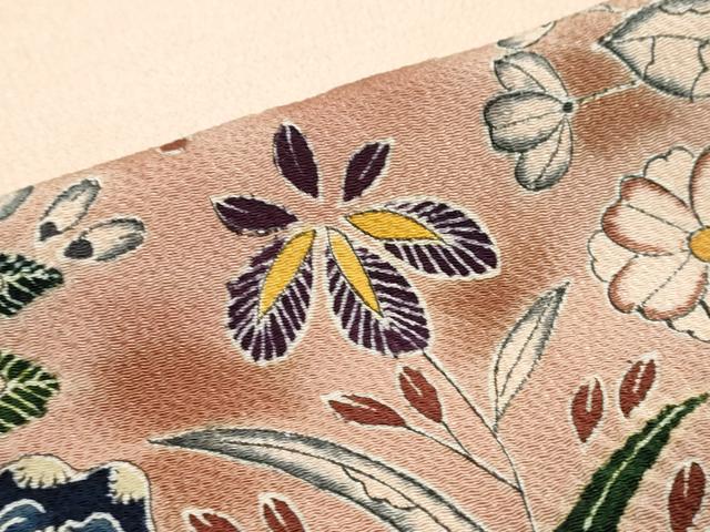 平和屋着物●豪華色留袖　花鳥文　鬼しぼ縮緬　正絹　逸品　DABI9233ud