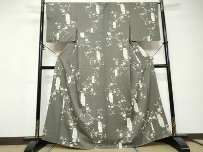 平和屋着物●上質な小紋　短冊更紗花文　金彩　正絹　逸品　DABI9234ud