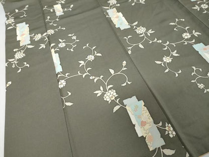 平和屋着物●上質な小紋　短冊更紗花文　金彩　正絹　逸品　DABI9234ud