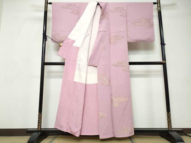 平和屋着物●上質な小紋　寿光織　洋花文　金糸　正絹　逸品　DABI9238ud