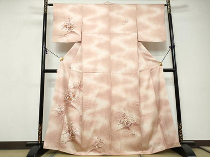 平和屋着物●訪問着　草花文　暈し染め　金彩　正絹　逸品　DABI9239ud