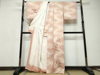 平和屋着物●訪問着　草花文　暈し染め　金彩　正絹　逸品　DABI9239ud