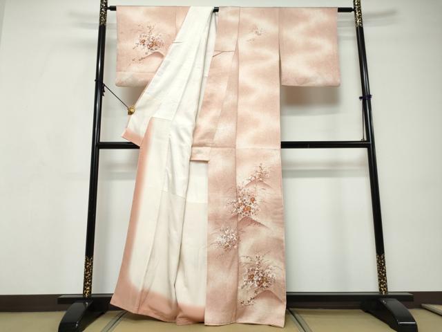 平和屋着物●訪問着　草花文　暈し染め　金彩　正絹　逸品　DABI9239ud