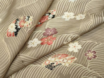 平和屋着物●上質な小紋　地紙舞花文　金彩　正絹　逸品　DABI9240ud