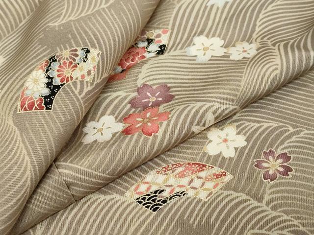 平和屋着物●上質な小紋　地紙舞花文　金彩　正絹　逸品　DABI9240ud