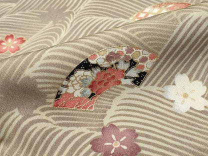 平和屋着物●上質な小紋　地紙舞花文　金彩　正絹　逸品　DABI9240ud