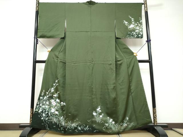 平和屋着物●訪問着　草花文　暈し染め　金彩　正絹　逸品　DABI9241ud