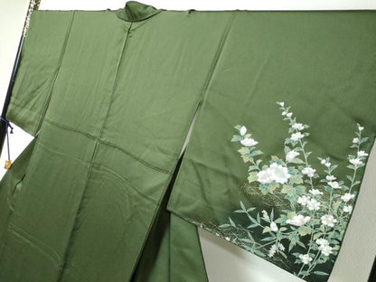 平和屋着物●訪問着　草花文　暈し染め　金彩　正絹　逸品　DABI9241ud