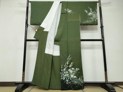 平和屋着物●訪問着　草花文　暈し染め　金彩　正絹　逸品　DABI9241ud