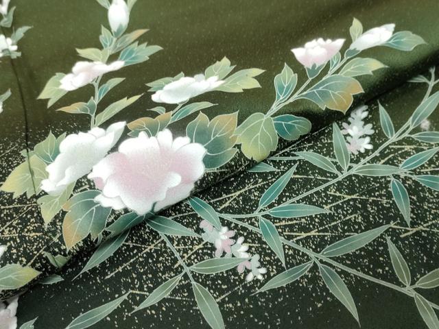 平和屋着物●訪問着　草花文　暈し染め　金彩　正絹　逸品　DABI9241ud