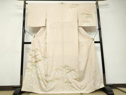 平和屋着物●訪問着　駒刺繍　吉祥草花文　暈し染め　金彩　正絹　逸品　DABI9244ud