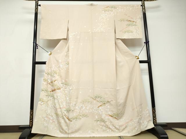 平和屋着物●訪問着　駒刺繍　吉祥草花文　暈し染め　金彩　正絹　逸品　DABI9244ud